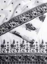 Pure Cotton Cambric White Color Unstitched  Suit Set.